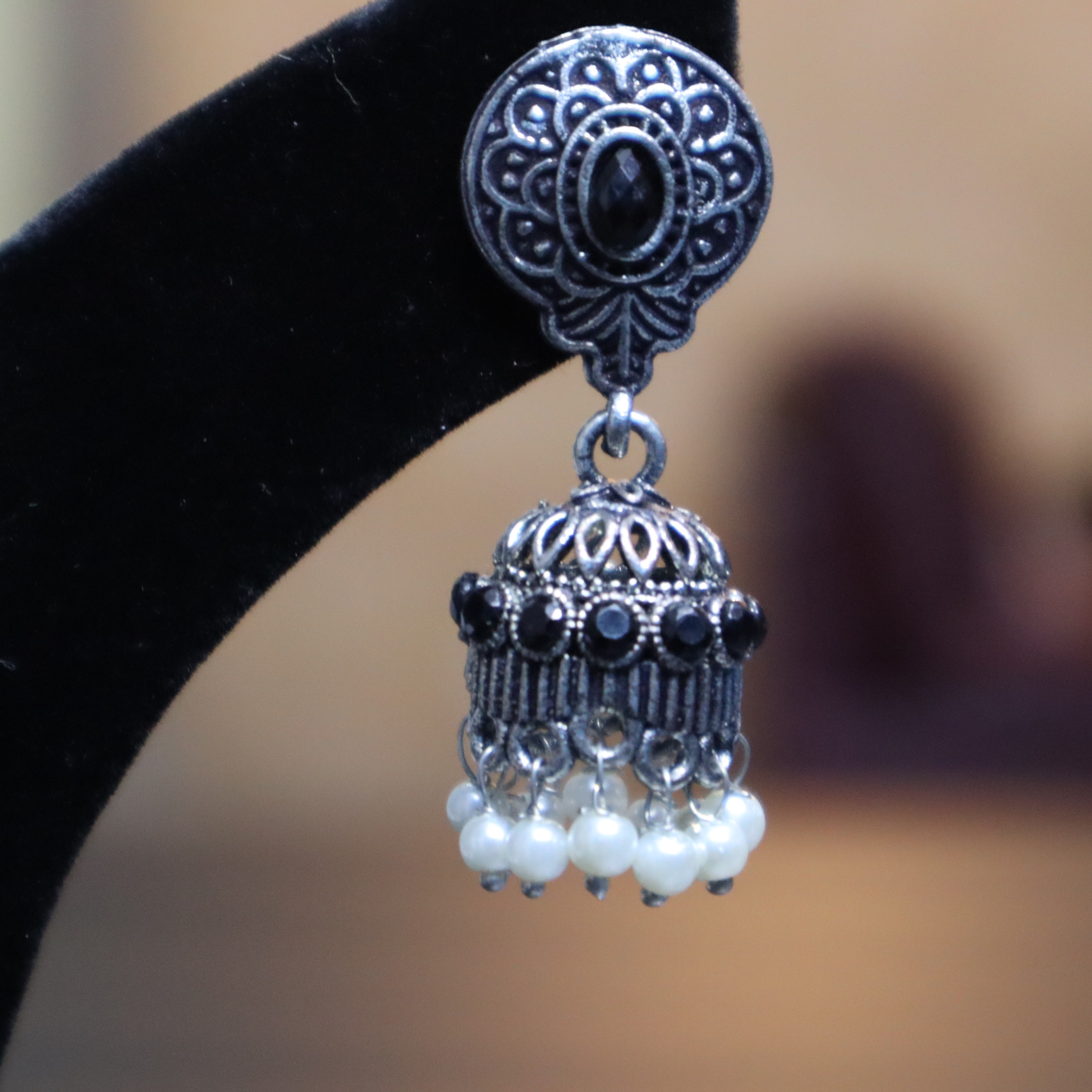 Picasa oxidised german silver earrings Jhumki